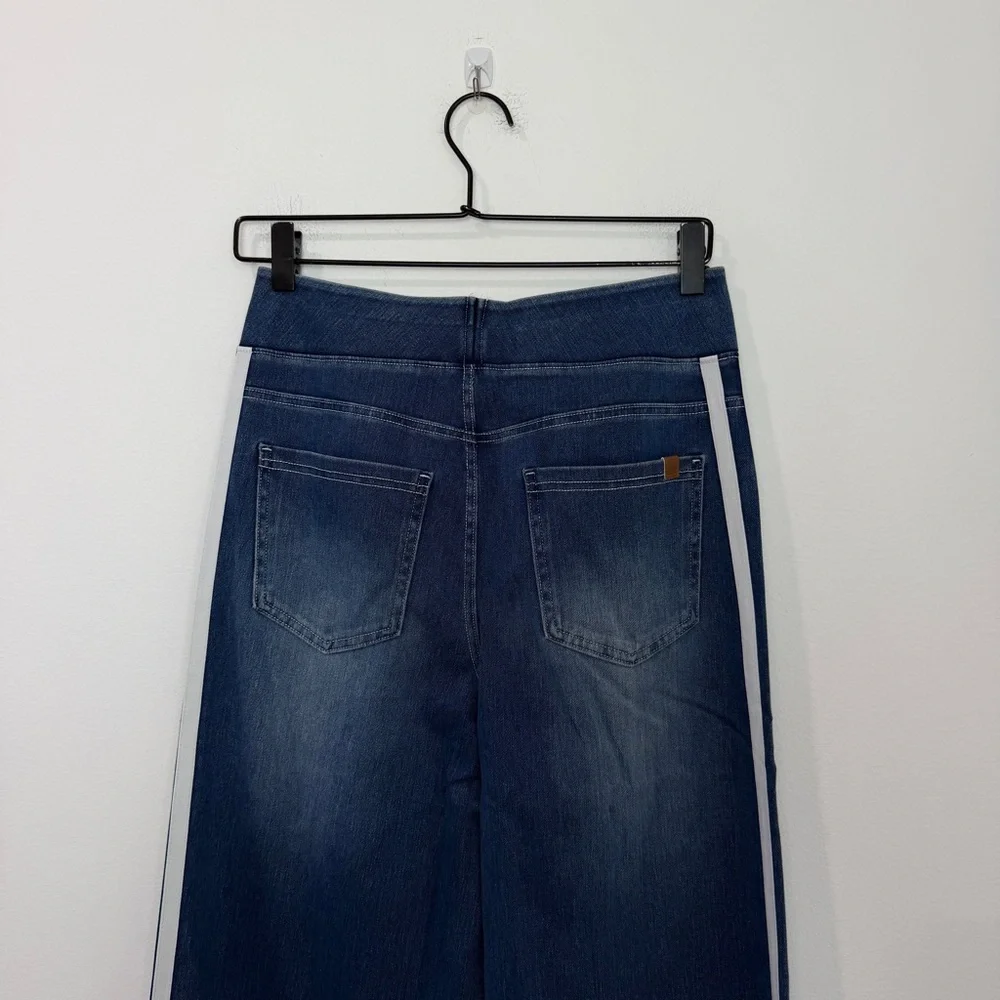 NWOT Halara Flex High Waisted Stripe Wide Leg Flowy Washed Casual Jeans Pockets - Picture 6 of 8